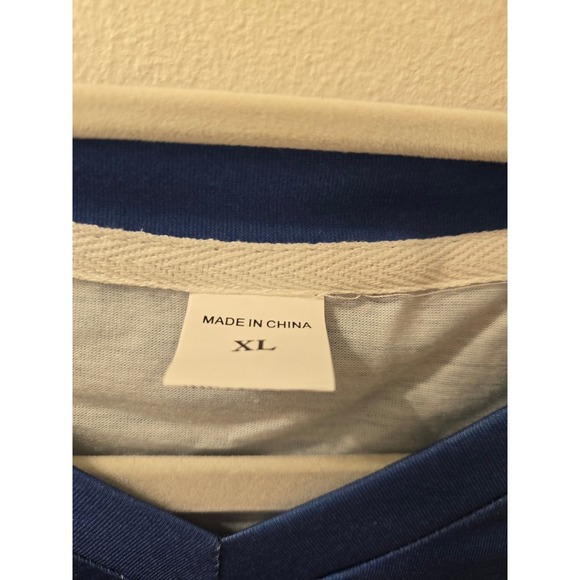 Men's Blue V Neck Short Sleeve Polyester T-Shirt XL - Picture 1 of 2